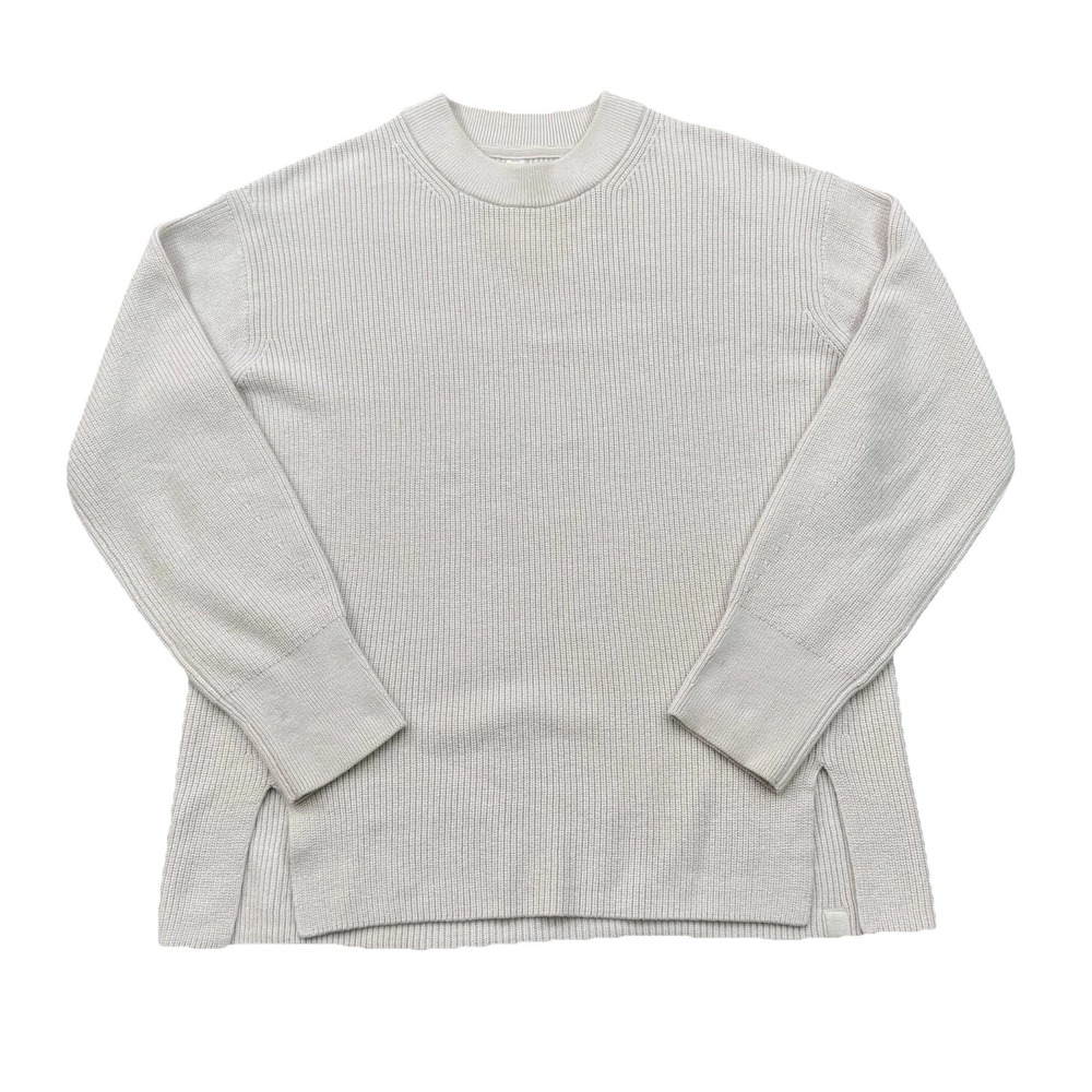 Lululemon Merino Wool-Blend‎ Ribbed Crewneck Sweater-White Opal-women's Size 4